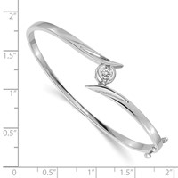 14K White Gold Complete 1 4 Carat Aaa Diamond Hinged Oval Bangle Bracelet view 2