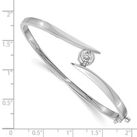 14K White Gold Complete 1 2 Carat a Diamond Hinged Oval Bangle Bracelet view 2