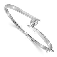 14K White Gold Complete 1 2 Carat a Diamond Hinged Oval Bangle Bracelet view 1