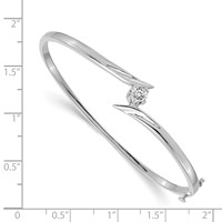 14K White Gold Complete 1 4 Carat a Diamond Hinged Oval Bangle Bracelet view 2
