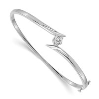 14K White Gold Complete 1 4 Carat a Diamond Hinged Oval Bangle Bracelet view 1