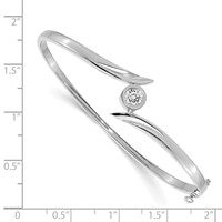 14K White Gold Complete 0.50 Carat Aaa Diamond Hinged Oval Bangle Bracelet view 2