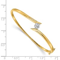 14K Two-tone Complete 1 4 Carat VS Diamond Hinged Oval Bangle Bracelet view 2