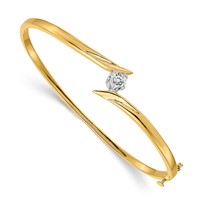 14K Two-tone Complete 0.25 Carat AA Diamond Hinged Oval Bangle Bracelet view 1