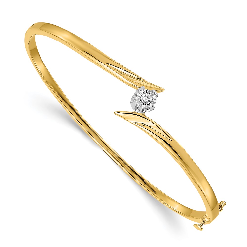 14K Two-tone Complete 1 4 Carat VS Diamond Hinged Oval Bangle Bracelet