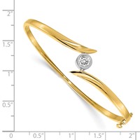14K Two-tone Complete 0.5 Carat Aaa Diamond Hinged Oval Bangle Bracelet view 2