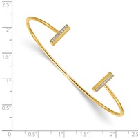 14K Yellow Gold Polished Complete 0.17 Carat a Diamond Bar Flexible Cuff Bangle Bracelet view 2