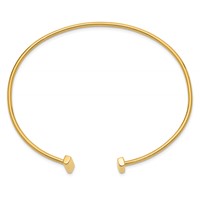 14K Yellow Gold Polished Bar Cuff 2.00mm Flexible Oval Bangle Bracelet view 2