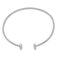 14K White Gold Polished Bar Cuff 2.00mm Flexible Oval Bangle Bracelet view 2
