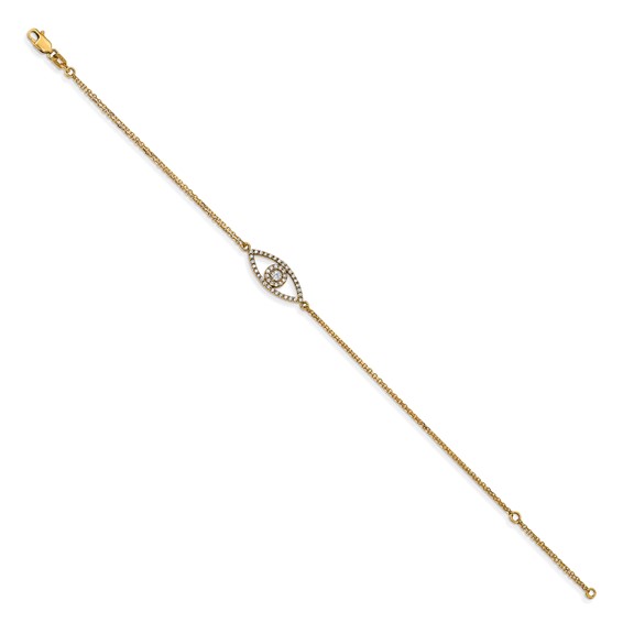 14ky Small Diamond Evil Eye Bracelet