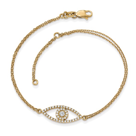 14ky Small Diamond Evil Eye Bracelet