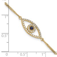 14K Yellow Gold Complete a Diamond and Sapphire Evil Eye 2-Strand Bracelet with 1 Inch Extender, 7" view 4