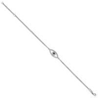 14K White Gold Complete a Diamond and Sapphire Evil Eye 2-Strand Bracelet with 1 Inch Extender, 7" view 2
