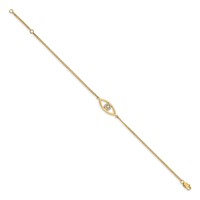 14K Complete VS Diamond Evil Eye 2-Strand 7 Inch Bracelet with 1 Inch Extender view 2