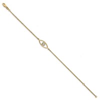 14K Complete VS Diamond Evil Eye 2-Strand 7 Inch Bracelet with 1 Inch Extender view 3