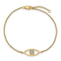 14K Complete VS Diamond Evil Eye 2-Strand 7 Inch Bracelet with 1 Inch Extender view 4