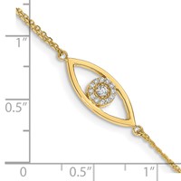 14K Complete VS Diamond Evil Eye 2-Strand 7 Inch Bracelet with 1 Inch Extender view 5