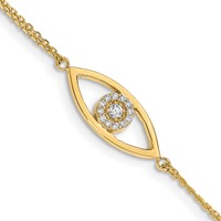 14K Complete VS Diamond Evil Eye 2-Strand 7 Inch Bracelet with 1 Inch Extender view 1