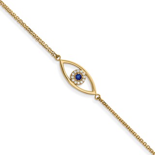 14ky Small Diamond Evil Eye Bracelet
