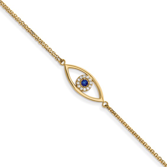 14ky Small Diamond Evil Eye Bracelet