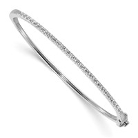14K White Gold AA Diamond Hinged Bangle view 1