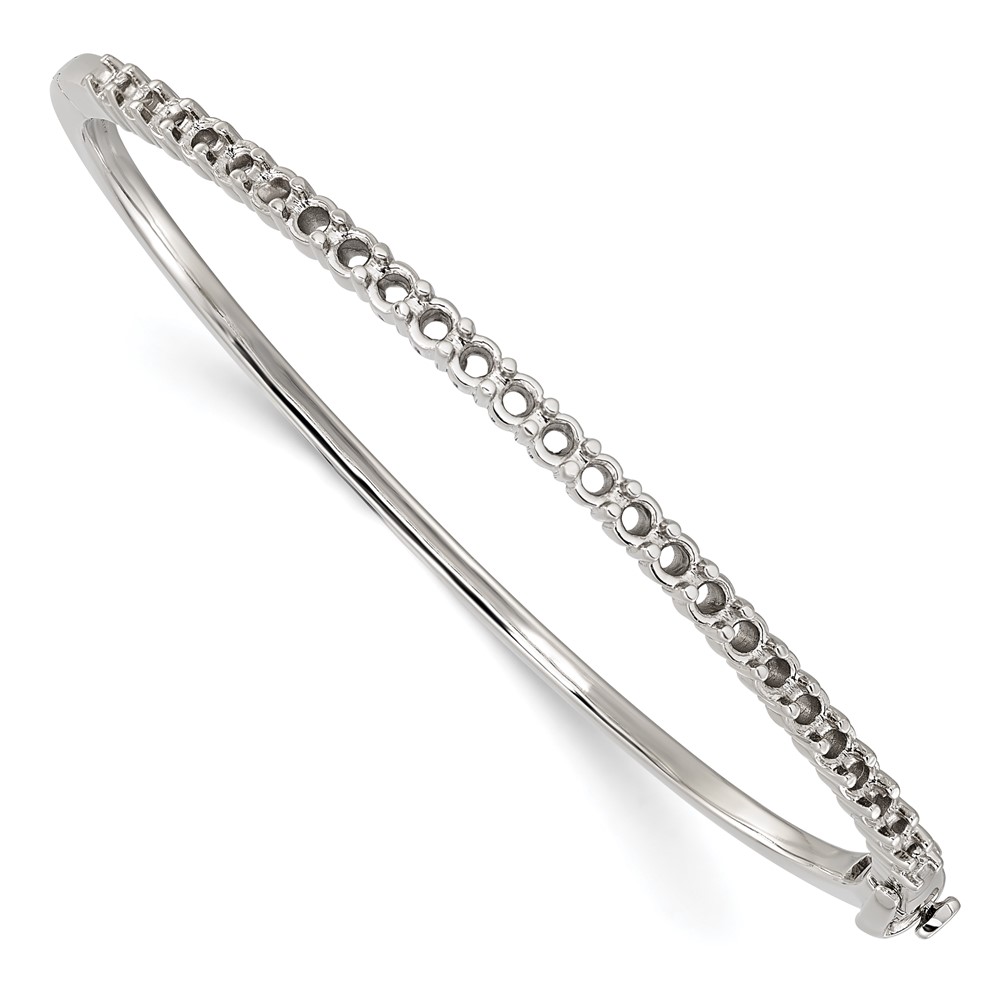 14K White Gold Holds 25 2.9mm 1.9ct Hinged Bangle Mounting