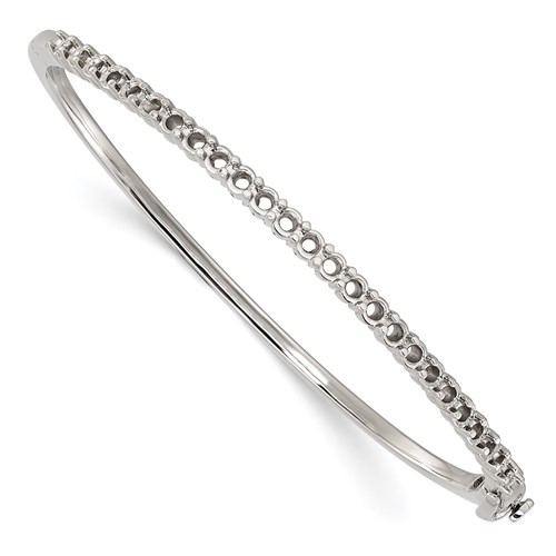 14K White Gold Holds 25 2.9mm 1.9ct Hinged Bangle Mounting