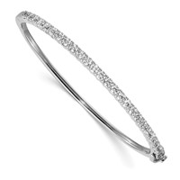 14K White Gold Aaa Diamond Hinged Bangle view 1