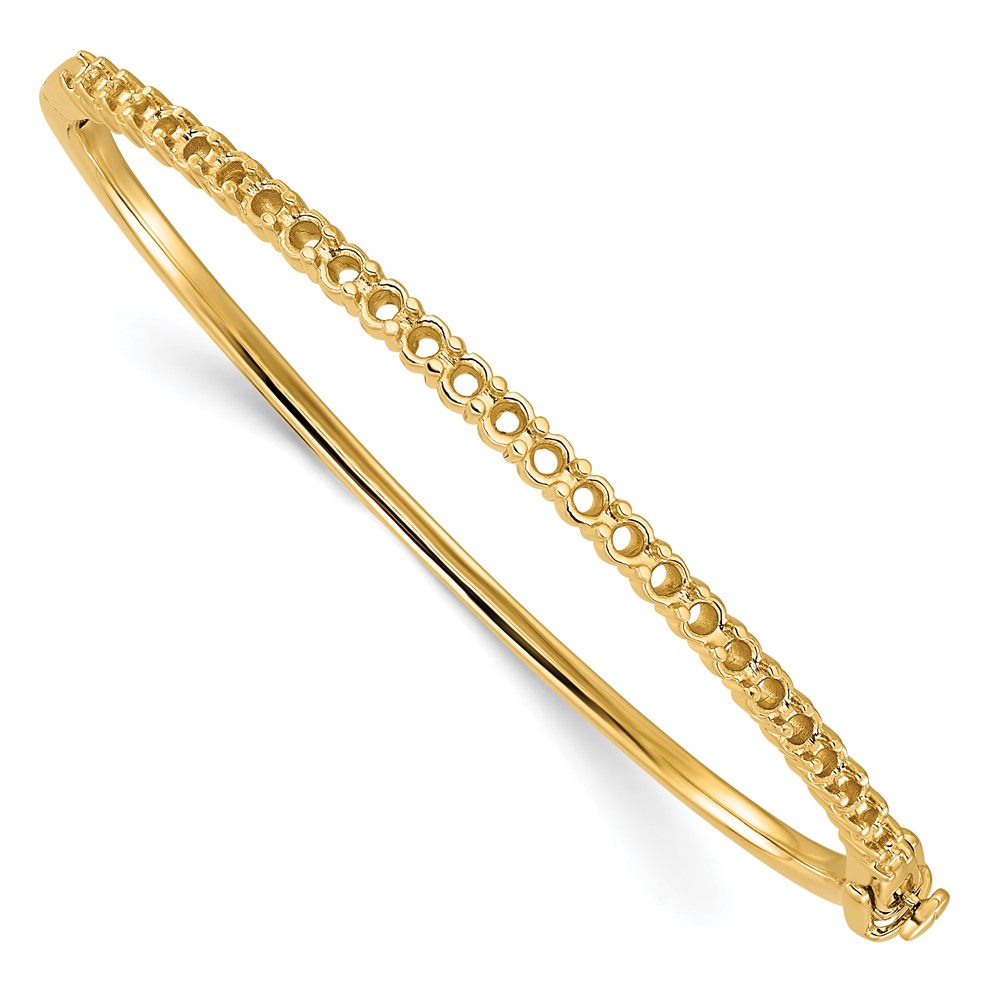 14K Yellow Gold Holds 25 2.9mm 1.9ct Hinged Bangle Mounting