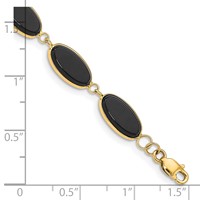 14K Yellow Gold Polished 12x 7mm Onyx Bracelet, 8.25" view 3