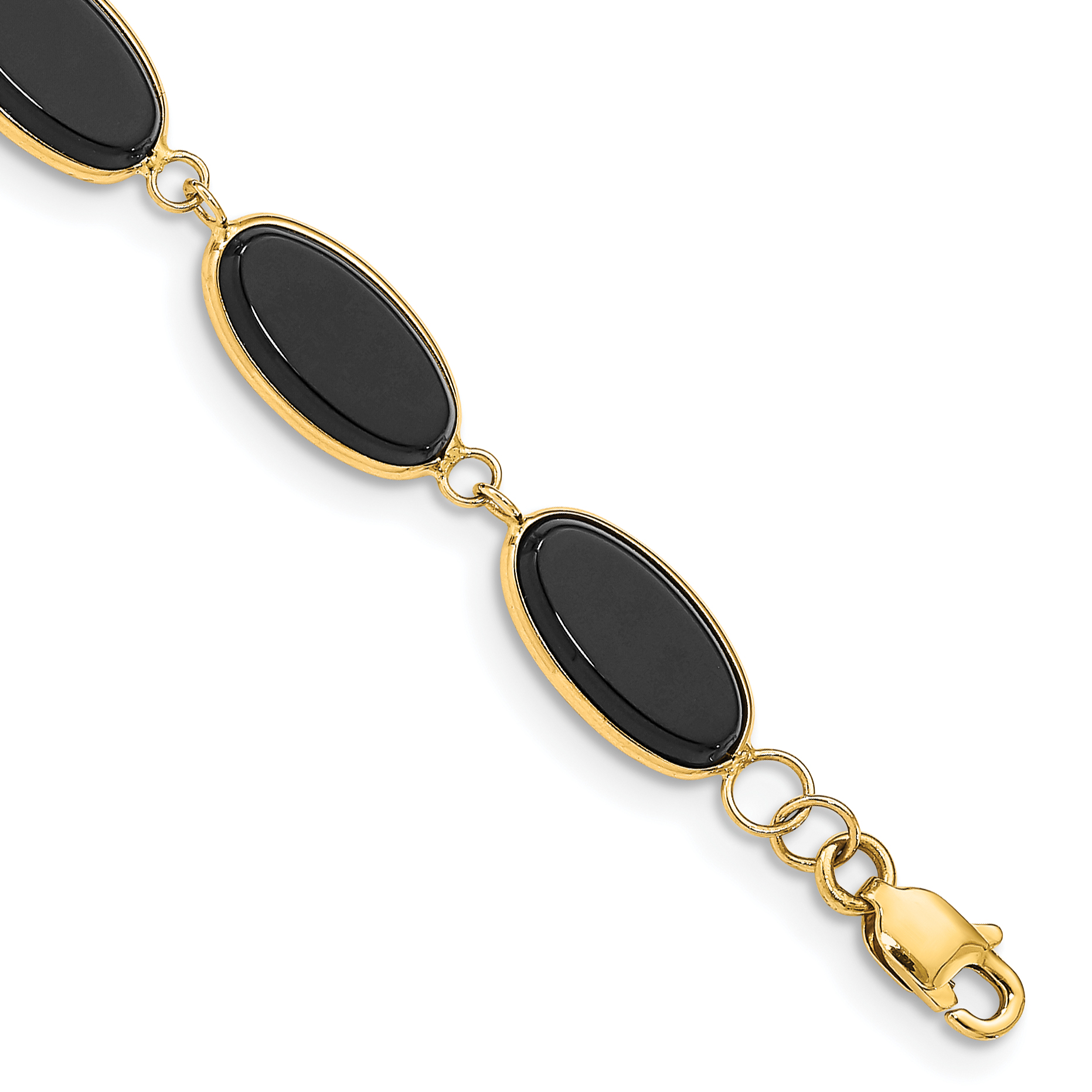14k Polished 12x7mm Onyx 8.25 inch Bracelet (XB40-8.25)