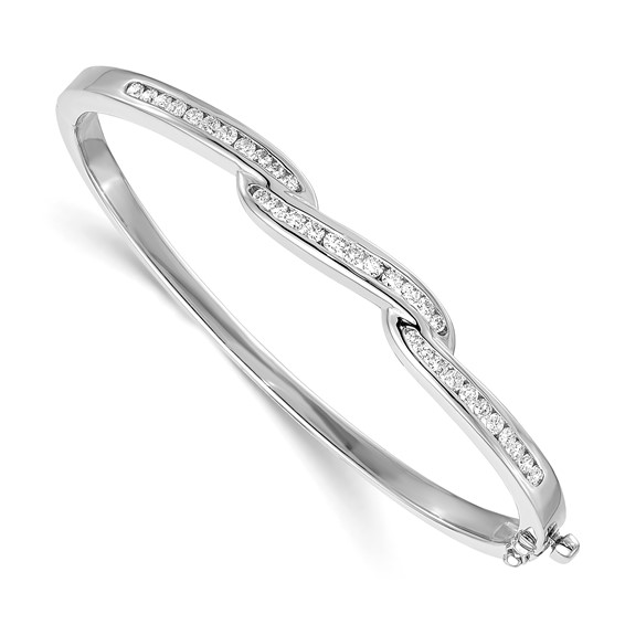 14kw AA Diamond Hinged Bangle