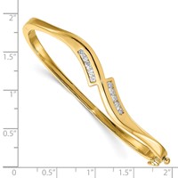 14K Yellow Gold Complete 0.38 Carat a Diamond Hinged Oval Bangle Bracelet view 2