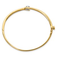 14K Two-tone Holds 0.25 Carat 4.0mm Round Stone Hinged Oval Bangle Bracelet Mounting view 2