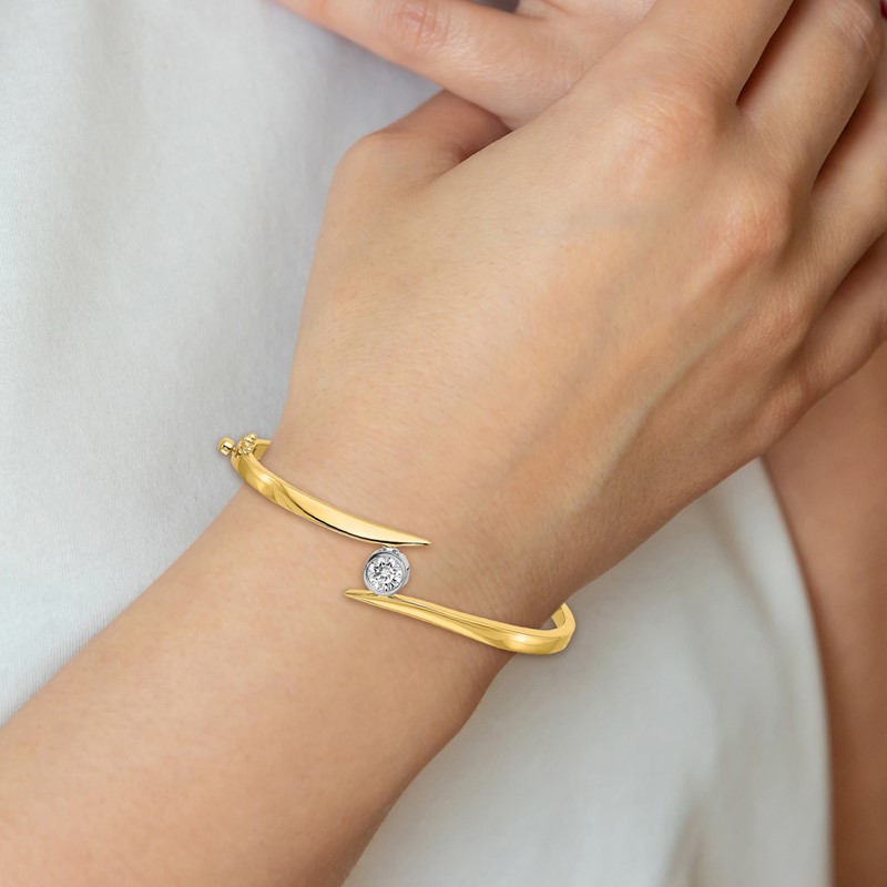 14k Two-Tone Yellow and White Gold 1/4 carat Lab Grown Diamond VS/SI+ G+ Complete Bangle Bracelet