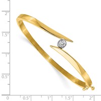 14K Two-tone Complete 0.25 Carat Aaa Diamond Hinged Oval Bangle Bracelet view 2