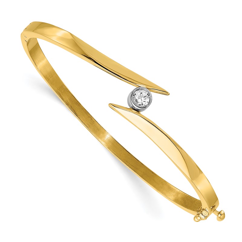 14k Two-Tone Yellow and White Gold 1/4 carat Lab Grown Diamond VS/SI+ G+ Complete Bangle Bracelet