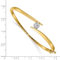 14K Two-tone Complete 0.333333 Carat VS Diamond Hinged Oval Bangle Bracelet view 2