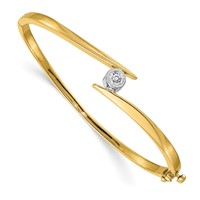 14K Two-tone Complete 0.333333 Carat VS Diamond Hinged Oval Bangle Bracelet view 1