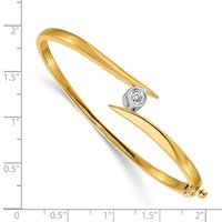 14K Two-tone Complete 0.375 Carat AA Diamond Hinged Oval Bangle Bracelet view 2