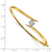 14K Two-tone Complete 1 2 Carat a Diamond Hinged Oval Bangle Bracelet view 2