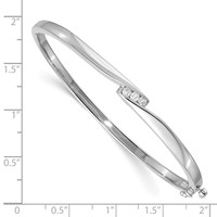 14K White Gold Complete 3-Stone 0.12 Carat VS Diamond Hinged Oval Bangle Bracelet view 2
