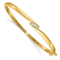 14K Complete 3-Stone 1 8 Carat a Diamond Hinged Oval Bangle Bracelet view 1