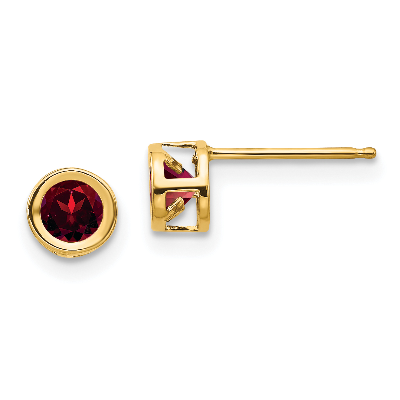 14k 4mm Oval Bezel January/Garnet Post Earrings (XBE1)