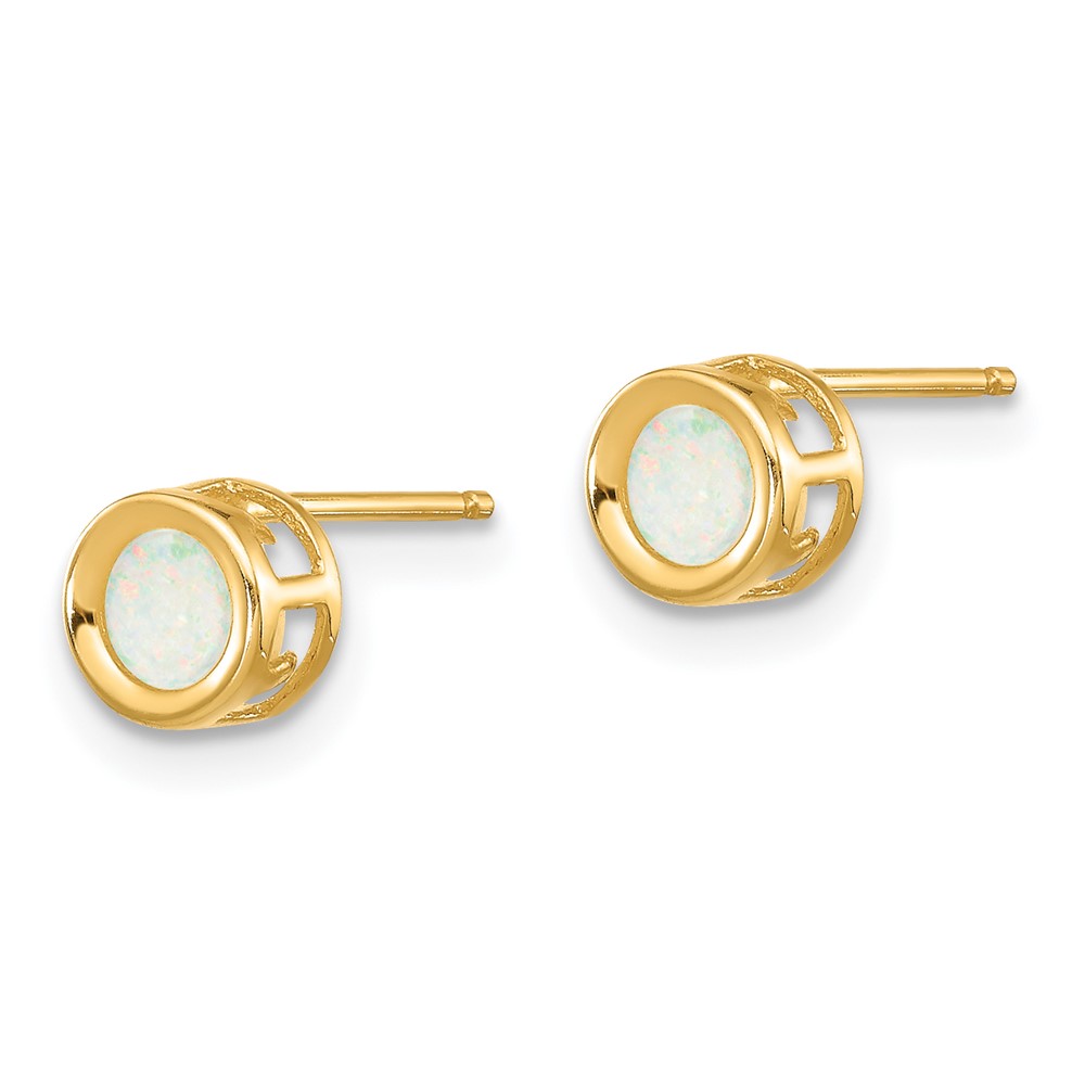 14k 4mm Round Bezel October/Opal Post Earrings (XBE10)