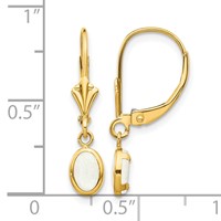 14K Yellow Gold 6x 4 Oval Bezel October Opal Leverback Earrings view 4