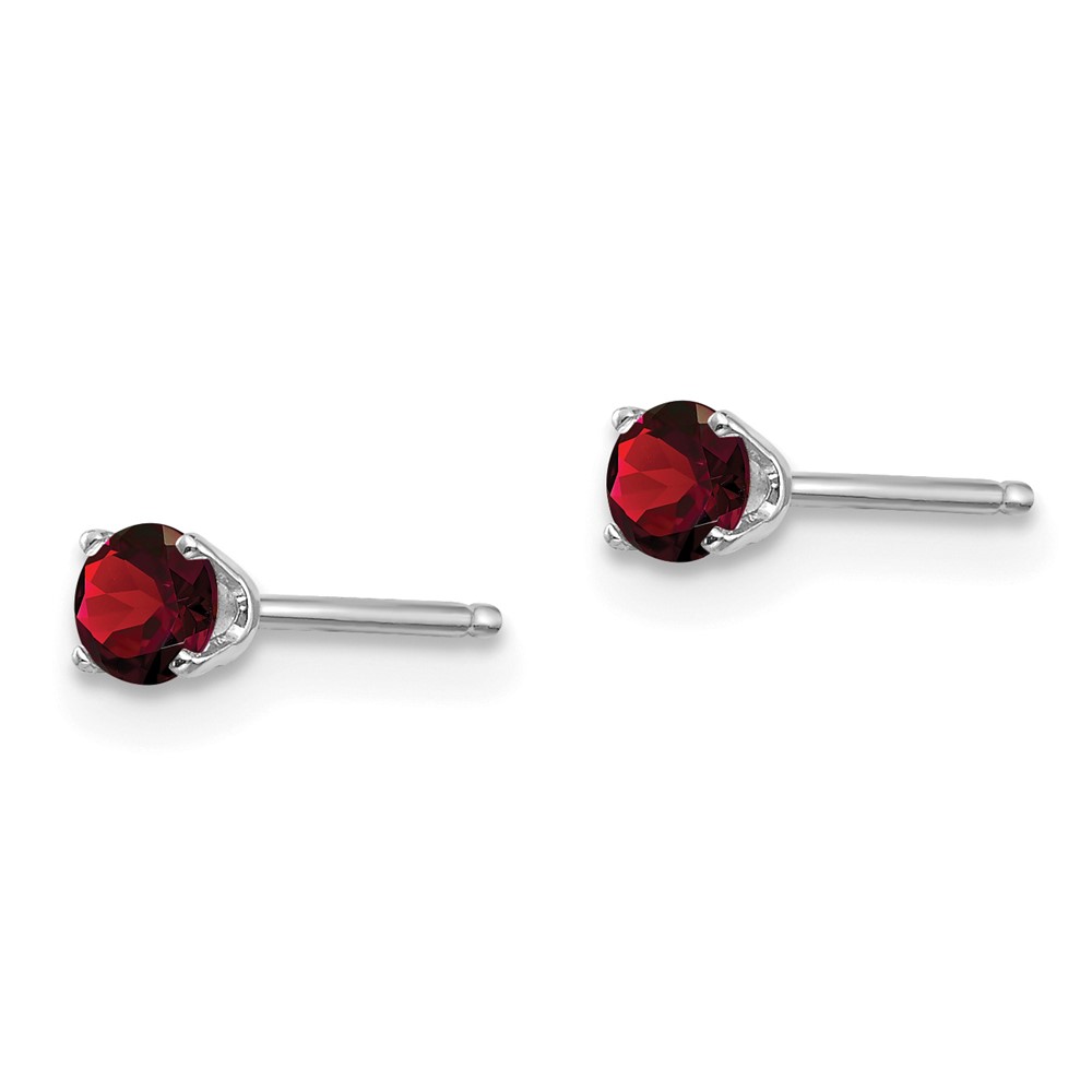 14k White Gold 3mm Garnet Stud Earrings (XBE109)