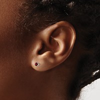 14K White Gold 3mm Round January Garnet Stud Earrings view 3