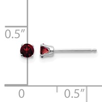 14K White Gold 3mm Round January Garnet Stud Earrings view 4