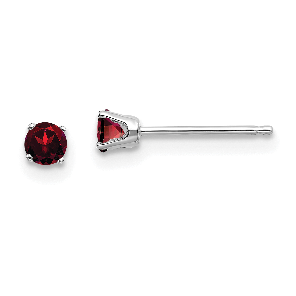 14k White Gold 3mm Garnet Stud Earrings (XBE109)